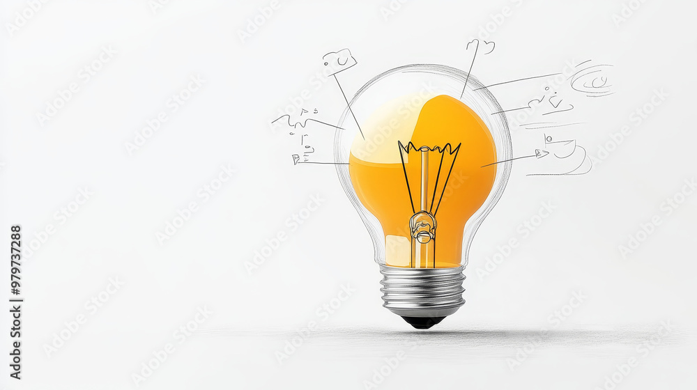 Poster a single lightbulb with a glowing filament represents the lean startup concept. it symbolizes innova
