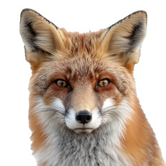 Fototapeta premium Red fox looking curious with a white background