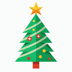 Fototapeta premium Christmas tree vector illustration, Download a high-quality, cartoon clipart, and line art design. Perfect for festive projects, printable, and digital designs for the holiday season.