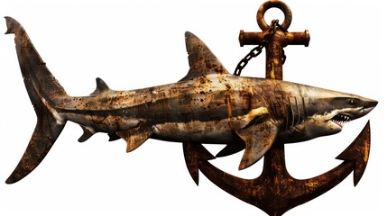 Obraz premium Rusted Shark and Anchor