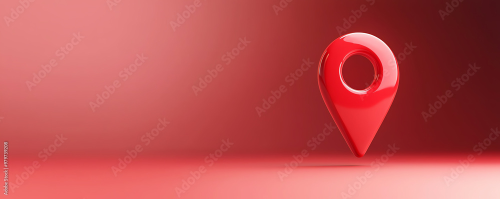 Aufkleber a vibrant red location pin stands against a smooth gradient background, symbolizing navigation and d