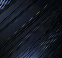 Dark blue and black abstract geometric shapes background, 3d rendering,  minimalist design. AI generation.