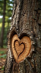 Heart carved into a tree trunk.