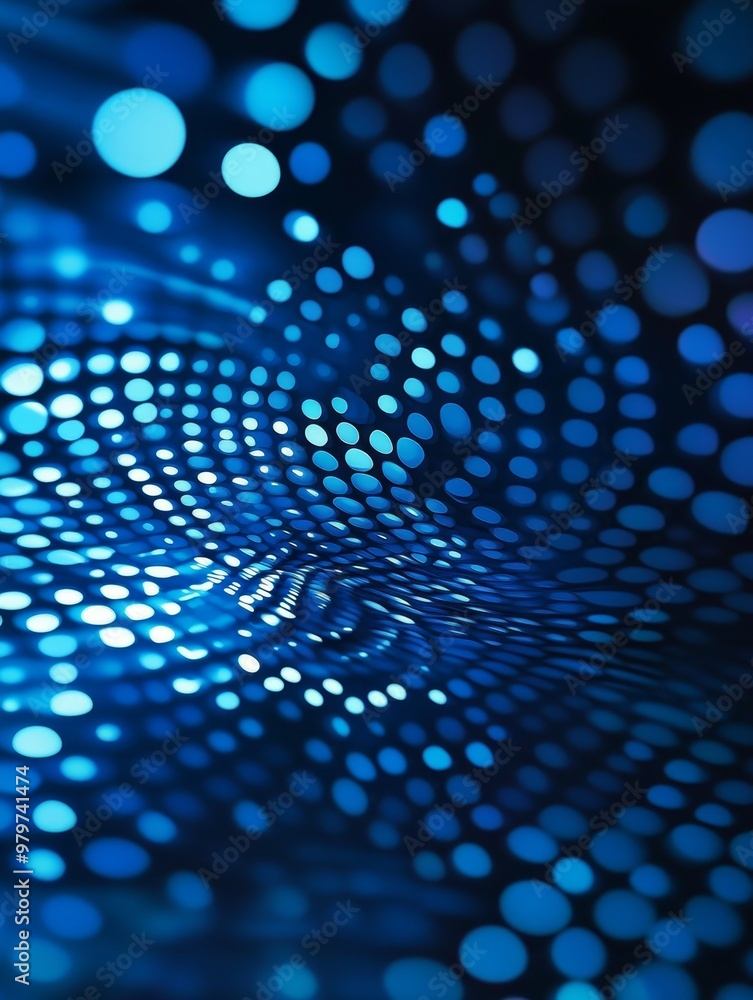 Poster abstract blue circle background with a futuristic technology theme, featuring a dynamic wave of ligh