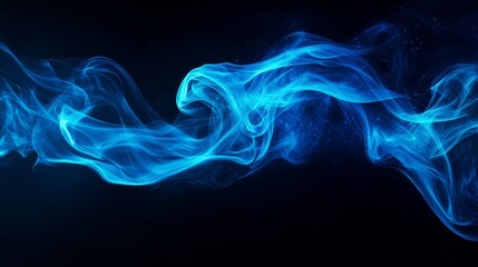 Fototapeta premium Abstract blue smoke swirls on a black background, symbolizing movement, energy, imagination, mystery, and fluidity.