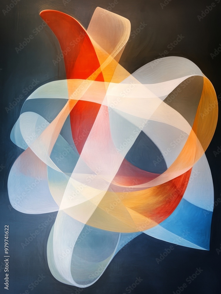 Poster abstract flowing lines in warm colors is a vibrant and dynamic artwork featuring interweaving lines 
