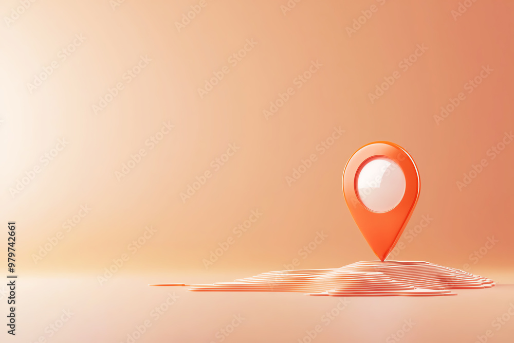 Poster an artistic depiction of a location marker on a smooth surface, symbolizing navigation and direction