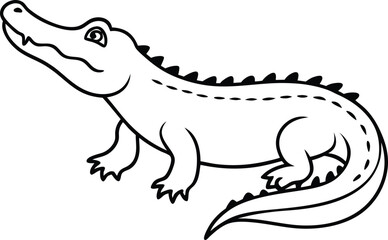 Crocodile logo icon line art vector illustration displays a detailed yet clean vector art drawing of a crocodile for impactful graphic designs