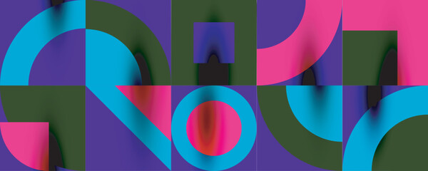 Obraz premium Neo memphis geometric pattern with circles, squares. Pop art abstract background for covers, banners, flyers and posters and other templates