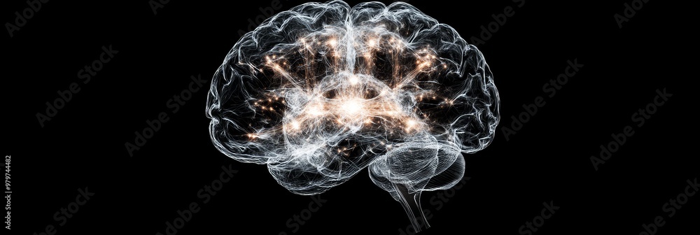 Aufkleber illuminated brain: a glimpse into neural networks, showcasing the intricate connections and activity