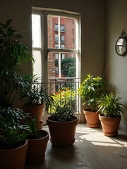 Home garden with potted plants.