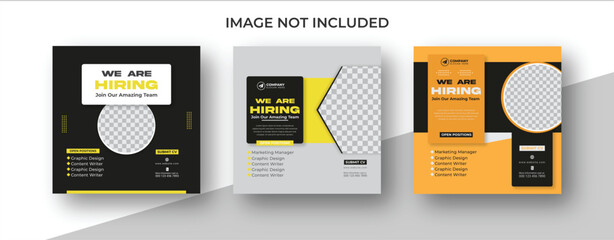 We are hiring job vacancy Flyer social media poster banner design template. We are hiring job vacancy square web banner design.