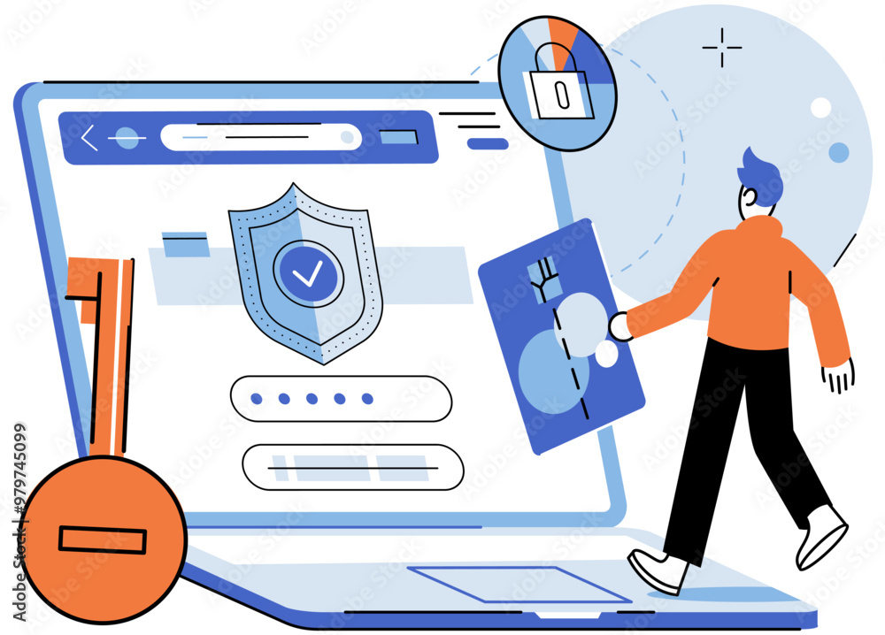 Aufkleber user authorization. vector illustration. the user authorization metaphor compares process to grantin