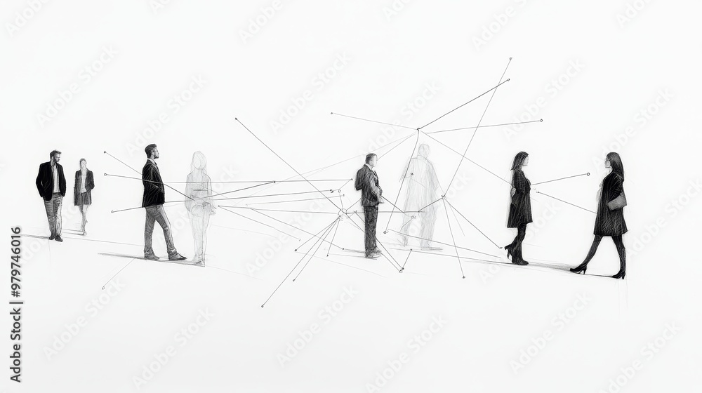 Poster this artwork depicts the concept of interconnected stakeholders in a business environment. the lines