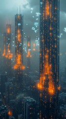 Fototapeta premium City of Twins, Digital Twin Technology