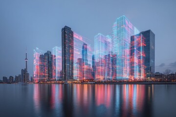 Fototapeta premium City of Twins, Digital Twin Technology