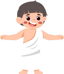 Muslim Kid with Ihram Clothes 