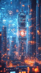 Obraz premium City of Twins, Digital Twin Technology