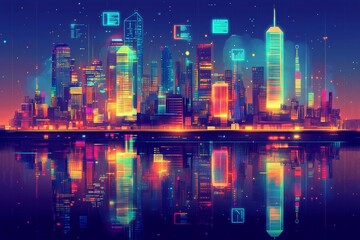 Fototapeta premium City of Twins, Digital Twin Technology