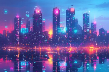 Obraz premium City of Twins, Digital Twin Technology