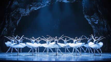 Ballet Performance on Stage with Dramatic Lighting