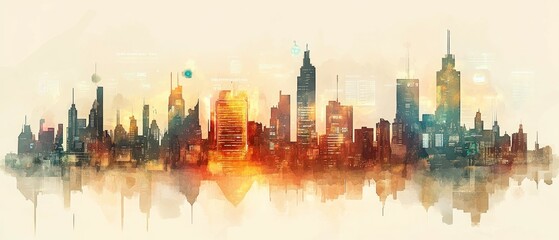 Obraz premium City of Twins, Digital Twin Technology