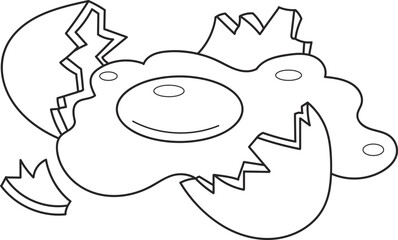 Coloring page outline of the cartoon broken egg. Colorful vector illustration, food coloring book for kids.