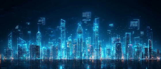 Fototapeta premium City of Twins, Digital Twin Technology