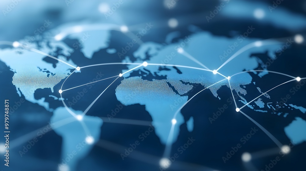 Poster global freight transportation network visualization - key shipping routes and aviation hubs for effi