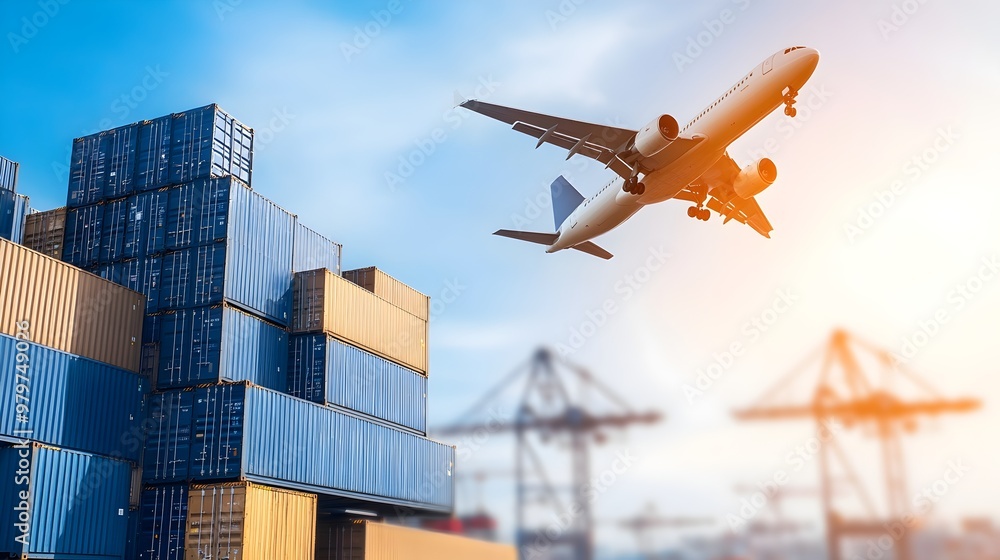 Poster global shipping networks dynamic visualization of air and sea freight operations driving internation