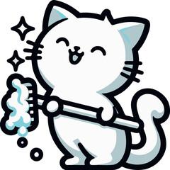 happy cat sticker art 