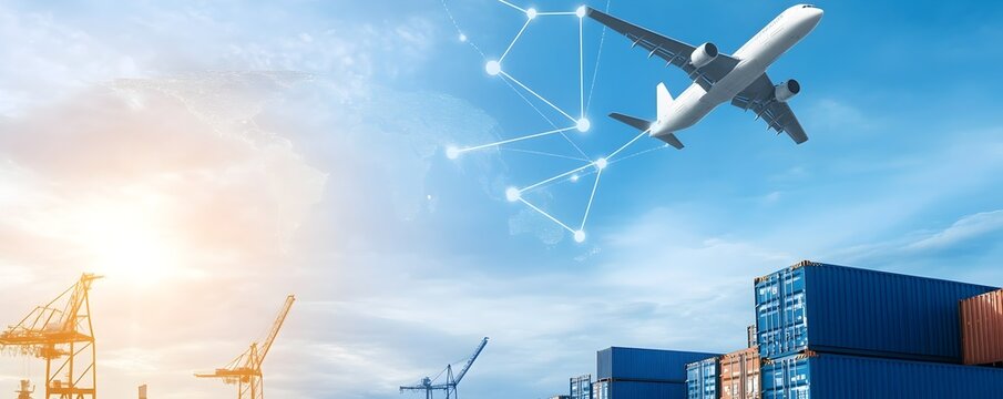Global Transport Networks Diagram - Visualizing Air Sea Logistics and Freight Forwarding Systems for International Trade Efficiency