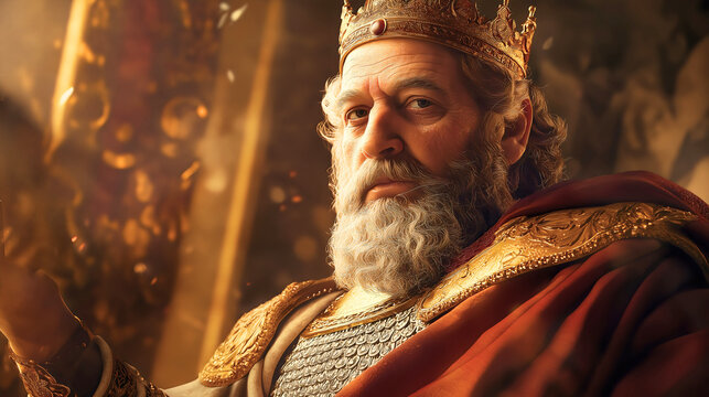 King David, a biblical figure known for his military strength and warrior prowess, one of the first kings of Israel and a servant of God.