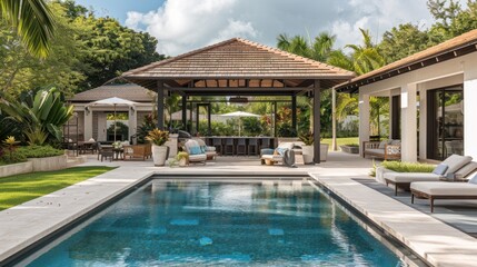 Fototapeta premium Luxury Tropical Poolside Oasis