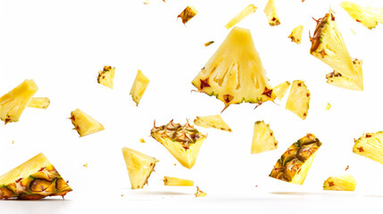 Fototapeta premium pineapple slices on white background