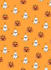 Ghost pattern with pumpkin for Halloween day