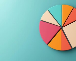 Fototapeta premium 3D pie chart with glowing segments expanding, representing growing market analysis