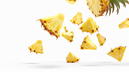 Naklejka premium pineapple slices on white background