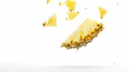 Naklejka premium pineapple slices on white background