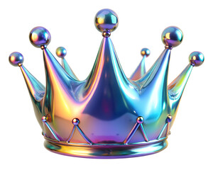 neon holografic foil balloon for birthday in the shape of the crown  , isolated on the white background