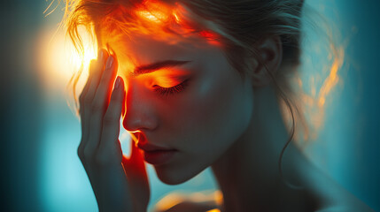 Obraz premium Young woman suffering headache.