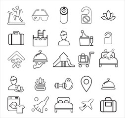 Hotel related icons. Hotel related vector illustration icon set