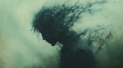 Abstract silhouette depicting the struggle of mental health