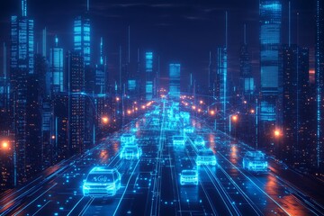 Fototapeta premium The Connected Skyline, Smart Cities and IoT Integration