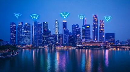 Obraz premium Smart City Wifi Lan Networks 