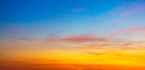 Colorful clouds and sky,Dusk, Sunset Sky Clouds in the Evening with colorful Orange, Yellow, Pink...