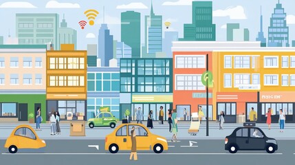 Fototapeta premium Smart City Wifi Lan Networks 