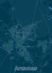 Arzamas, Russia artistic blueprint map poster