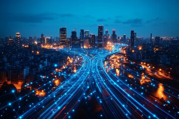 Obraz premium The Connected Skyline, Smart Cities and IoT Integration