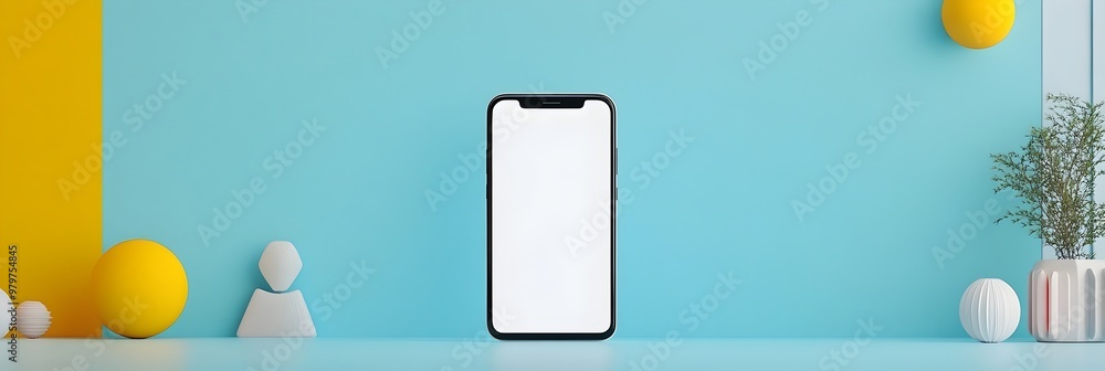 Poster blank modern smartphone screen for customized content display